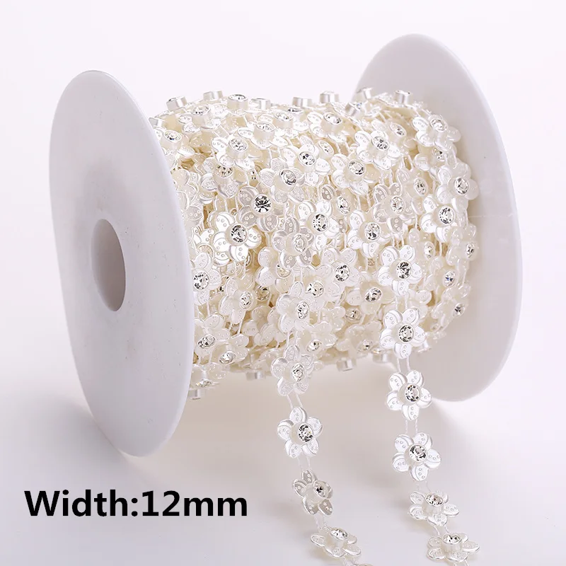 30 designs choose Ivory ABS Pearl Crystal Rhinestone Chain Sewing Banding Trim Wedding party jewelry handwork Supply