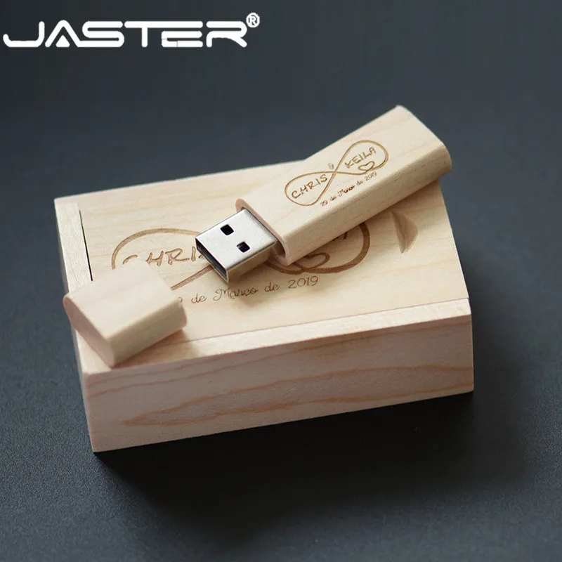 JASTER-thumb drive de madera creativo, almacenamiento externo USB 2,0 de 4GB/8GB/16GB/32GB/64GB (logotipo personalizado gratis), grabado láser