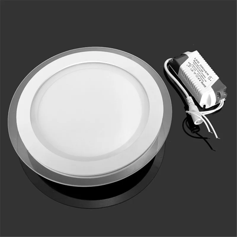 Round LED Ceiling Light 6W 9W 12W 18W Recessed Panel Ceiling Lamp Glass edge design AC110V 220V Indoor Lighting Decoration