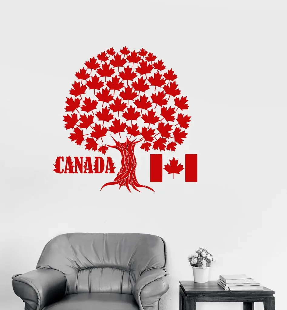 Canada Maple Tree Symbol Wall Stickers Vinyl Wall Decal Canadian Flag Wall Stickers Mural Decor Living Room Bedroom SA232