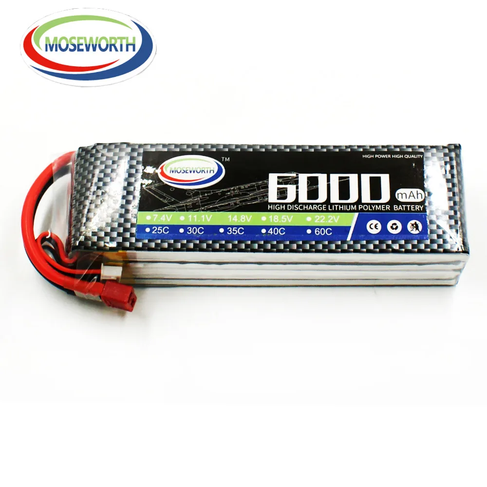 4S 14.8V 6000mAh RC Speelgoed Lipo Batterij Voor Helikopter Quadcopter Auto Drone Vliegtuig Max 80C Afstandsbediening 4S 6000mah