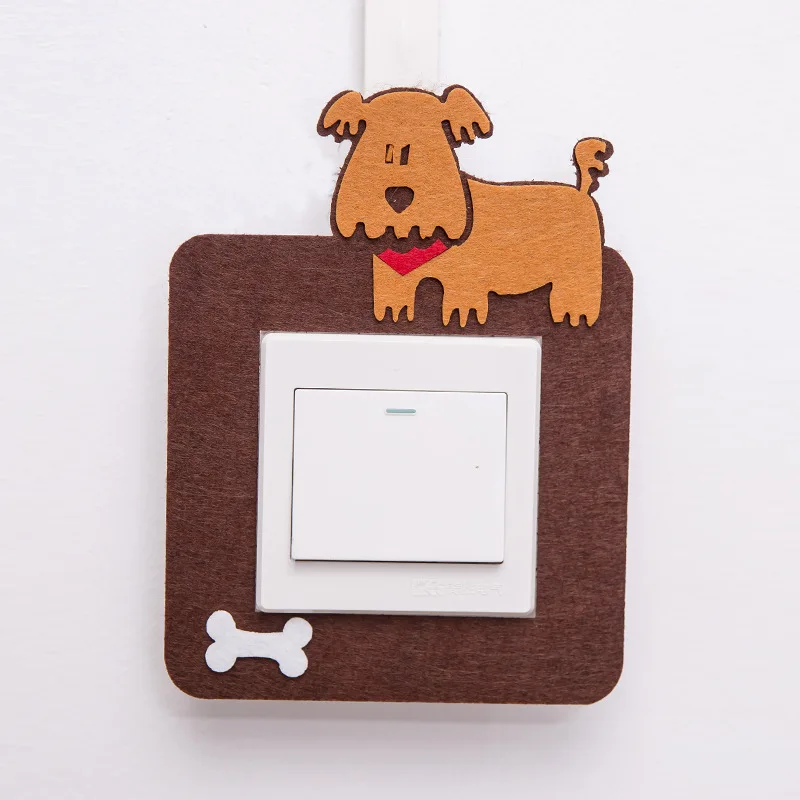 Cartoon Animals Felt Hollow-out Switching Sticker Cute Home Decoration Wall Decals Affixed Hollow Switch Socket Decor No Glue