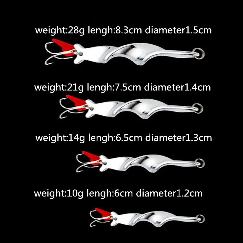 Rotating Spinner Spoon Metal Fishing Lures 10g 14g 21g 28g Artificial Bait With Treble Hook For Trout Pike Pesca Peche Tackle