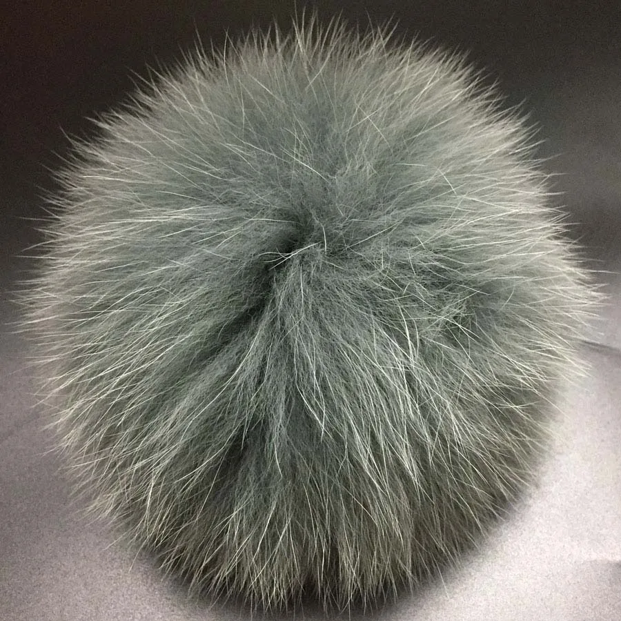 Große 14–15 cm bunte weiße natürliche Waschbär-Fuchs-Pompons, luxuriöse Pelzbälle für Strickmütze, Mütze, Wintermützen, Echtpelz-Pom-Poms – Detail 17
