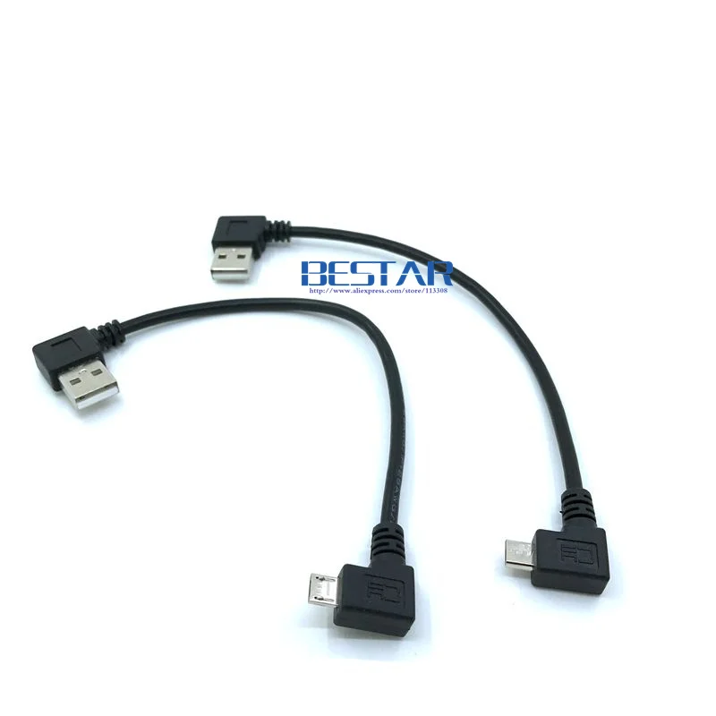 Sol Sağ Açılı 90 derece mikro USB erkek USB Sol açılı Veri şarj kablosu 0.2 m 20 cm kısa Mikro USB açı Kabloları