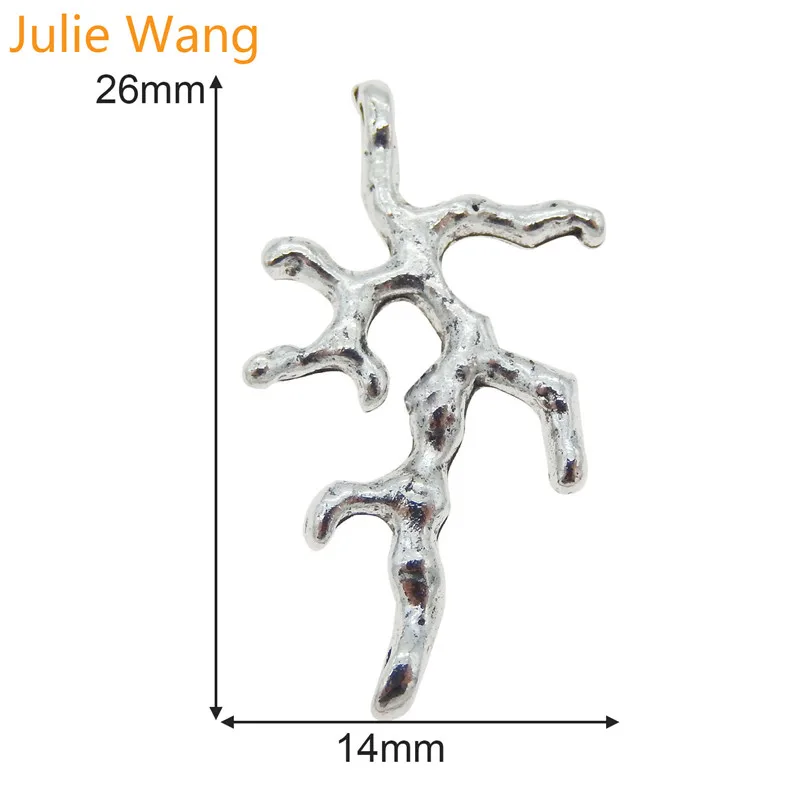 Julie Wang 20PCS Small Tree Branch Shape Charms Antique Silver Color Connector Necklace Pendant  Jewelry Making Accessory