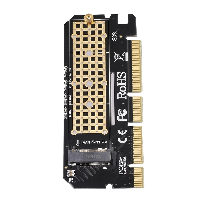 بطاقة توسيع PCIE إلى M2 ، محول الكمبيوتر LED ، واجهة M.2 NVMe SSD NGFF إلى PCI Express 3.0 X4 X8 X16