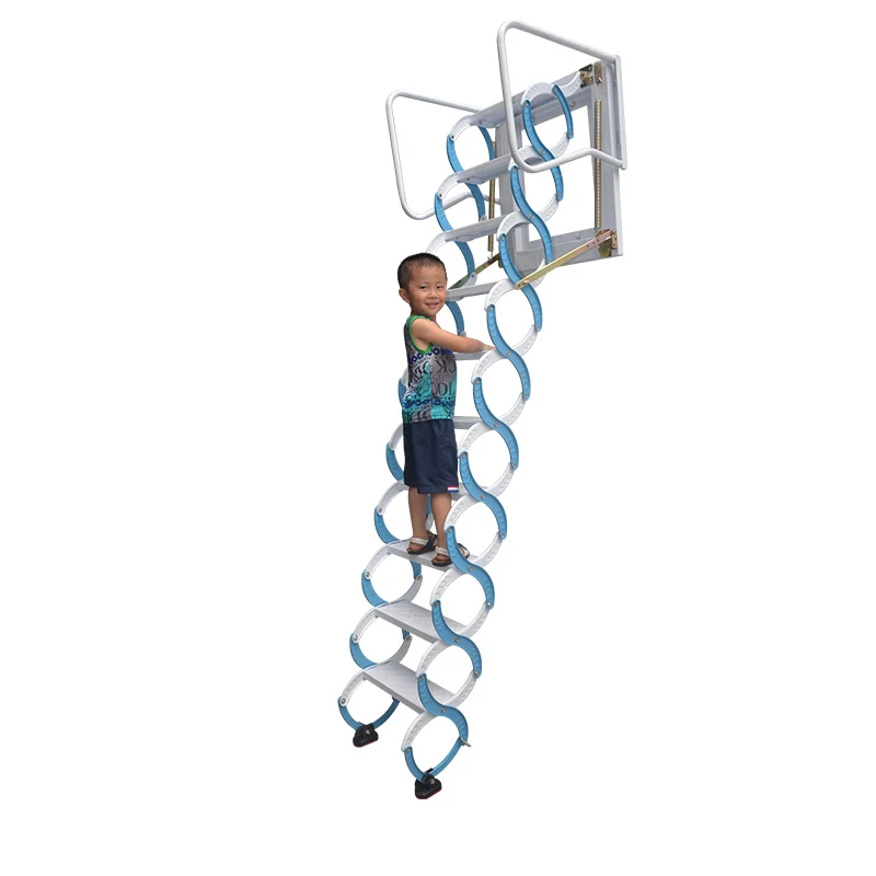 Manual Operated Wall Mounted Collapsible Ladder Foldable Loft External Staircase High Quality Fold Up Stairs to Attic Indoor