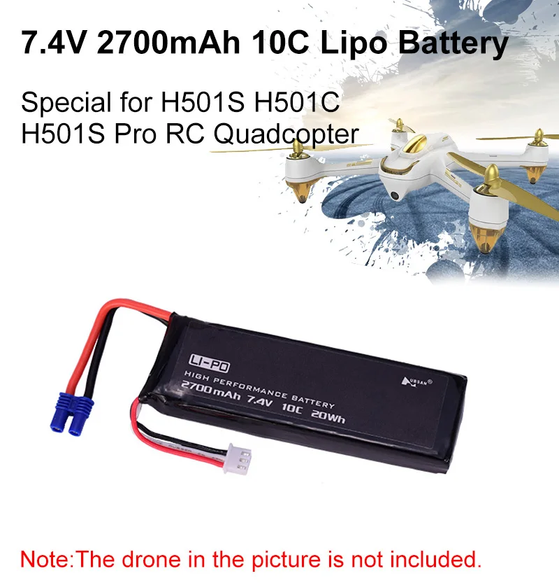 Hubsan RC Drone Lipo Battery 7.4V 2700mAh 10C H501S-14 for H501S H501C H501S Pro RC Quadcopter Spare Parts