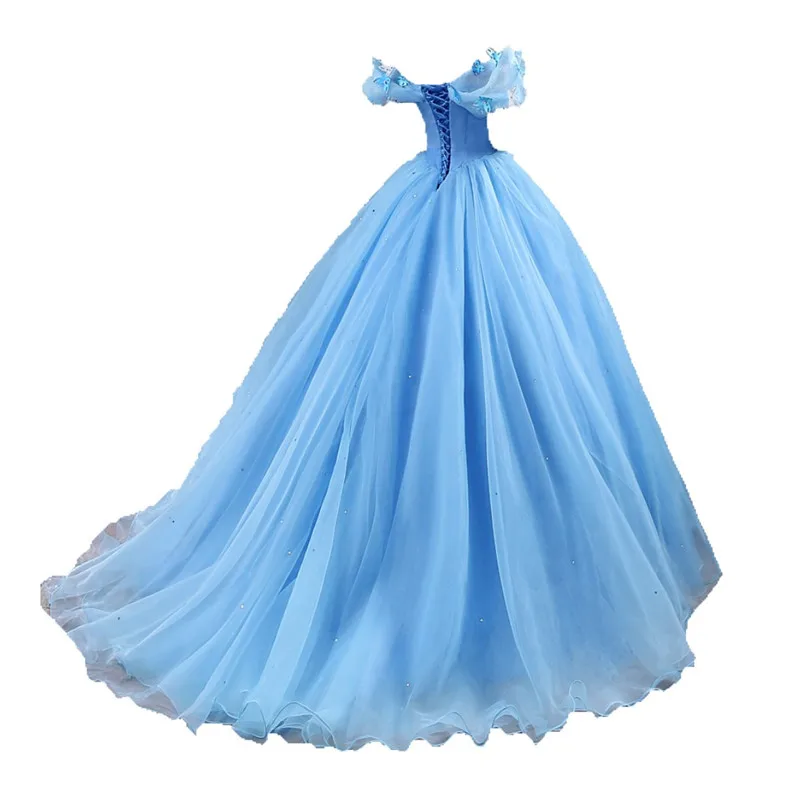 Vestido de fiesta largo de Organza con hombros descubiertos, quinceañera, 15 años, 2021