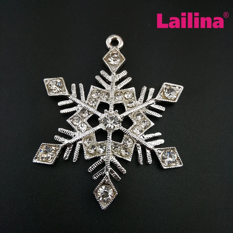 1pc Whosale Silver Tone Crystal Rhinestone Flower Snowflake Pendant Charms For DIY Fashion Necklace Jewelry Making