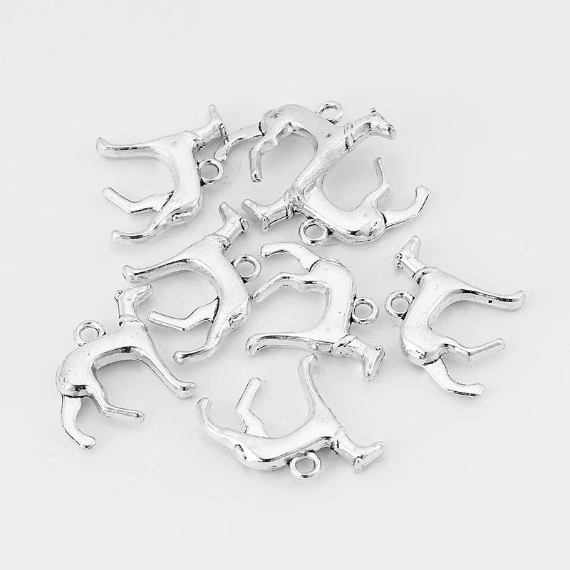 20pcs Silver Color Greyhound Whippet Hound Dog 3D Charms Pendants Beads DIY Necklace Jewelry Finding Handmade Crafts Accessories