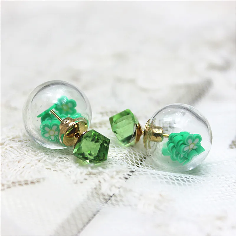 2019 summer style  fashion brand jewelry box crystal stud earrings for women glass beads cute fruit or flower earring