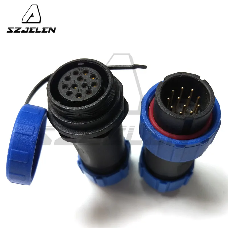 SP2110/SY2111, Waterproof Aviation Cable Connector Plug + Socket  12 Pins IP68, Electric Equipment Power Charger Plug Socket