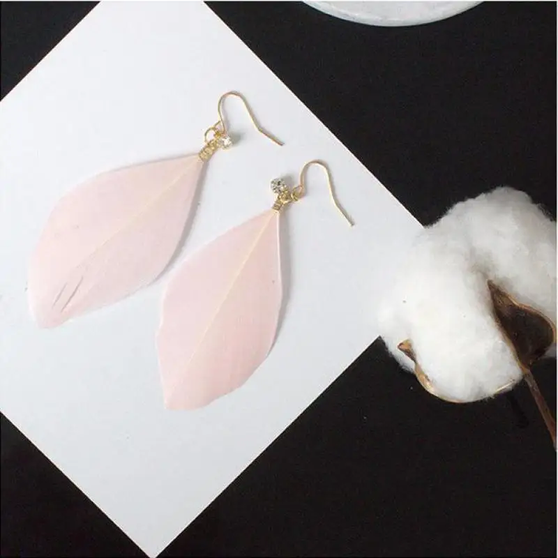 2020 new fashion earrings feathers crystal influx of people exaggerated personality jewelry wholesale ladies gift distribution