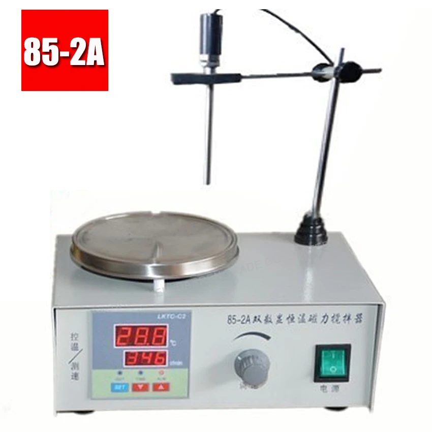 

1PC 85-2A Lab Mixer Double digital display Heating Constant temperature Magnetic Stirrer 100-2000r/min 220V