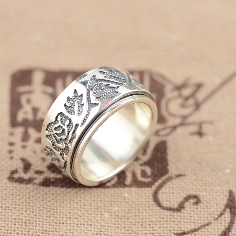 BOCAI  NEW  S925 Sterling Silver Jewelry Wholesale Antique Style Jewelry Lovers Transfer Ring