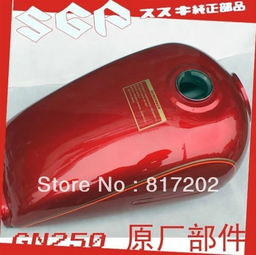 NEW OEM QUALITY GN250 GN 250 FUEL ( PETROL GAS ) TANK, RED with LETTER Emblem