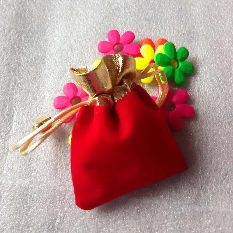 500pcs 9x12cm Gold Bead Jewelry Bags Pouch Velvet Bags Jewellery Pouches Gift Bag For Christmas/wedding Drawstring Packaging Bag