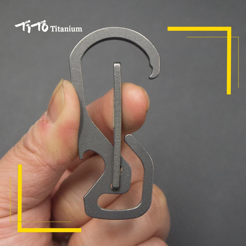 TiTo Titanium alloy out-of-shape EDC with bottle opener outdoors Key chain Hang Buckle Quickdraw Multi-Functional Key Ring
