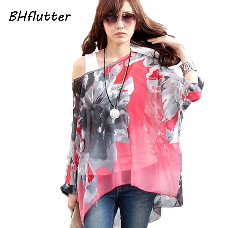 Chiffon Tops Novelty 2021 Ladies Floral Print Casual Loose Blouses Shirts Plus Size 4XL 5XL 6XL Women\'s Summer Tops Blouses