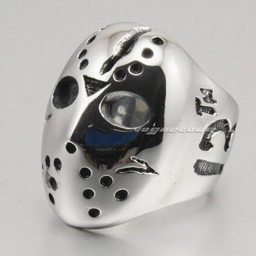 LINSION JS Hockey 316L Stainless Steel Men Biker Rock Punk Ring 3F001