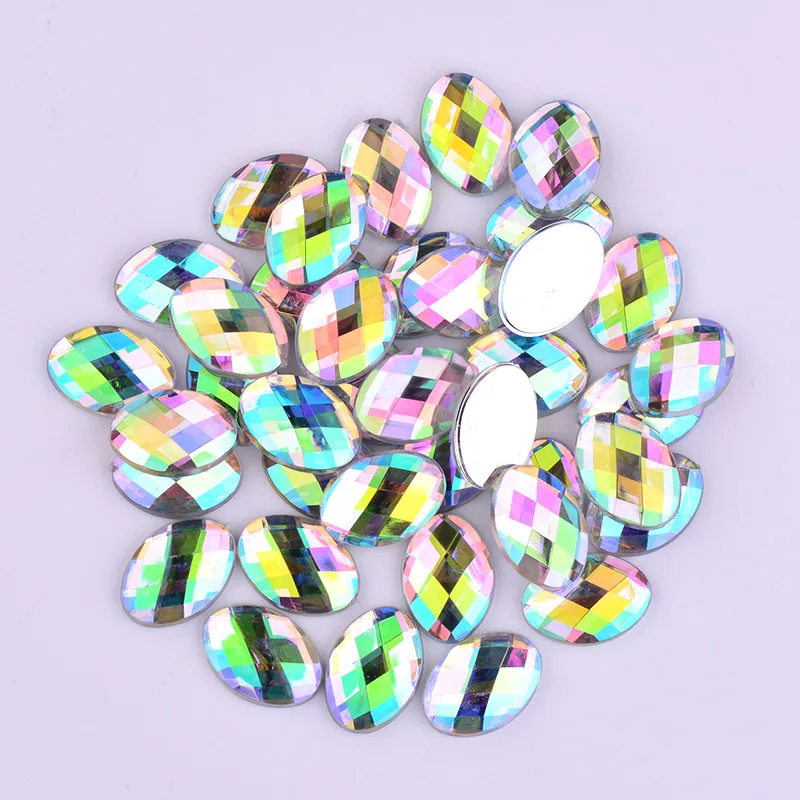 JUNAO 18x25mm 10x14mm Big Crystal Black Rhinestones Applique Glue Oval Stones Acrylic Gems Non Hotfix Flatback Strass for Crafts