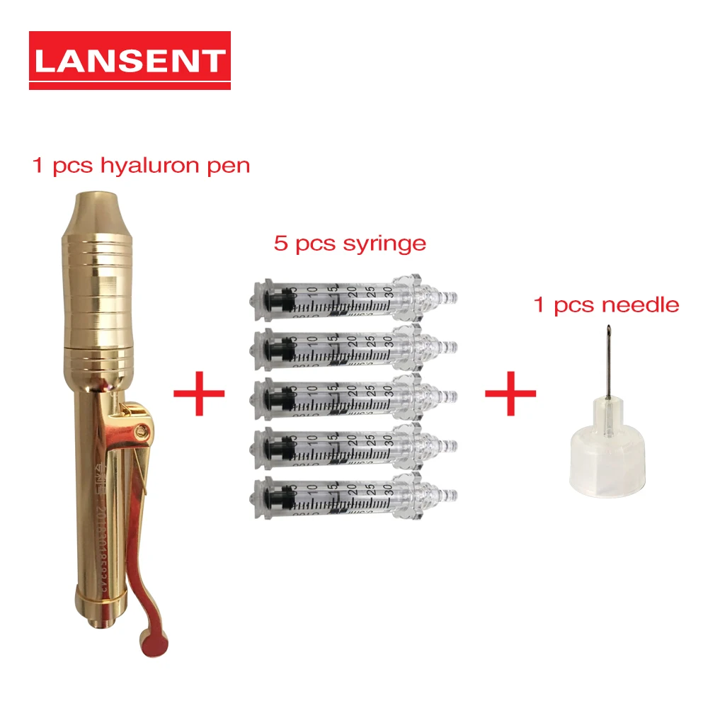 One Set Gold Hyaluron Pen Adjustable No Needle Injection Hyaluronic Serum Tools Mesotherapy Gun Atomizing Acid For Anti Wrinkle