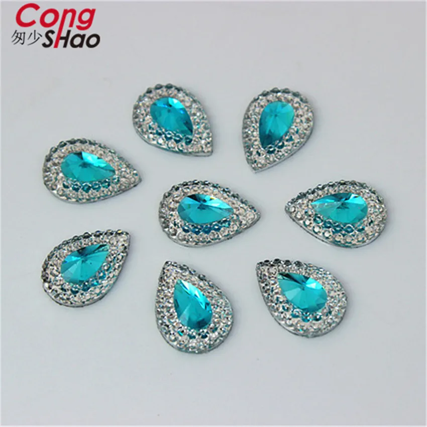 Cong Shao 50 pz 10*14mm colorato goccia Flatback pietre e cristalli resina strass trim costume pulsante decorazione fai da te ZZ284