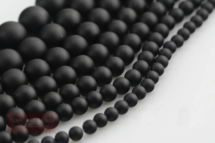 

300pcs/Lot 4mm/6mm/8mm/10mm Nature Frost Matte Black Onyx Agata Stone Loose strand Beads for Jewelry Making OAB11