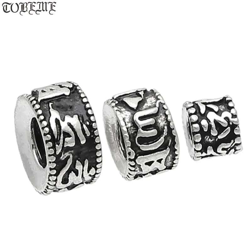 

Handmade 925 silver OM Mani Padme Hum Beads DIY Jewelry Findings Spacers