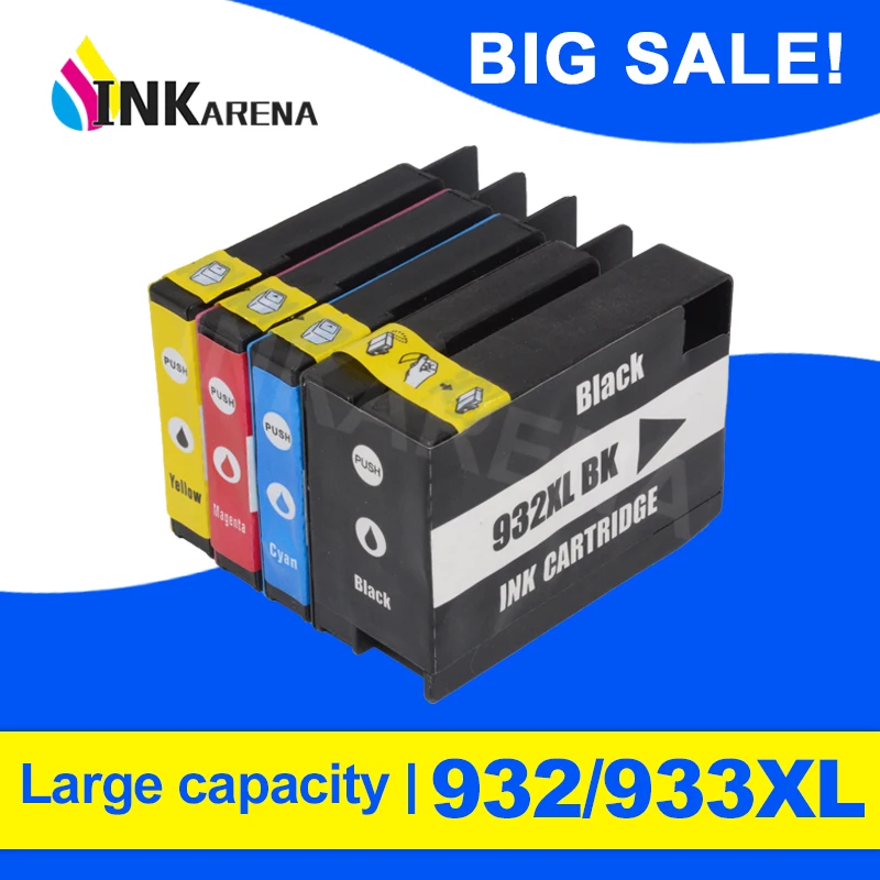 INKARENA Replacement for HP 932 933 XL Ink Cartridge For HP932 932XL 933XL Officejet 6100 6600 6700 7110 7610 7510 Printer