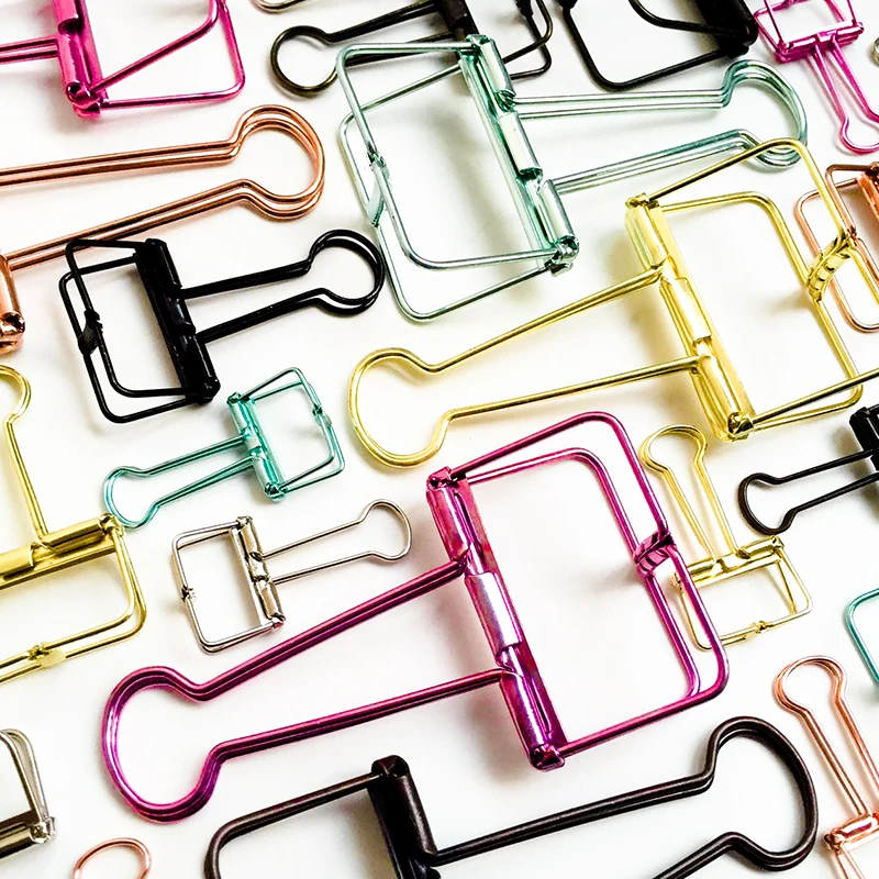 JIANWU Metal long tail clips  gold paper clips Color clips mini clips Multifunctional metal bookmark