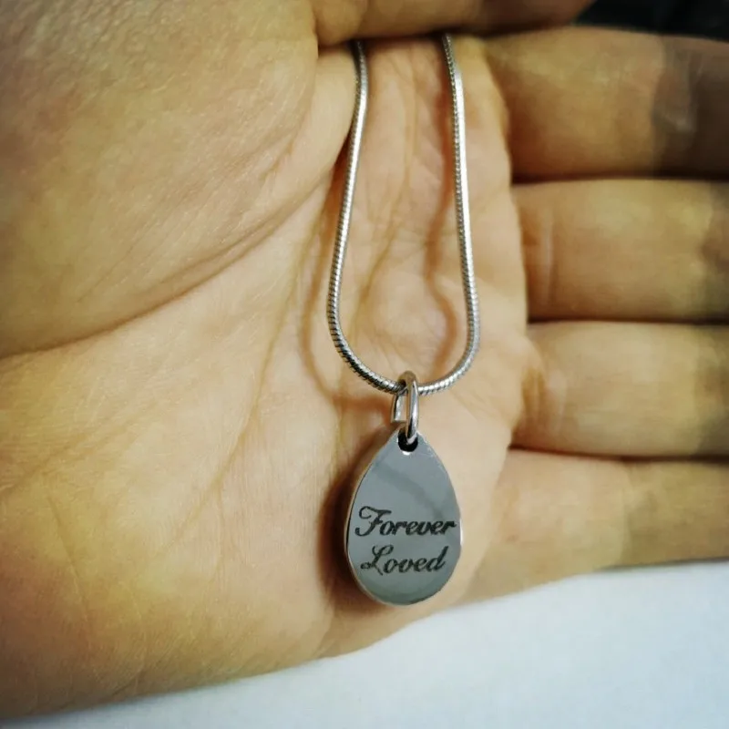 Forever Loved Tiny Teardrop Urn Necklace for Ashes Memorial Keepsake Cremation Pendant with Fill kit