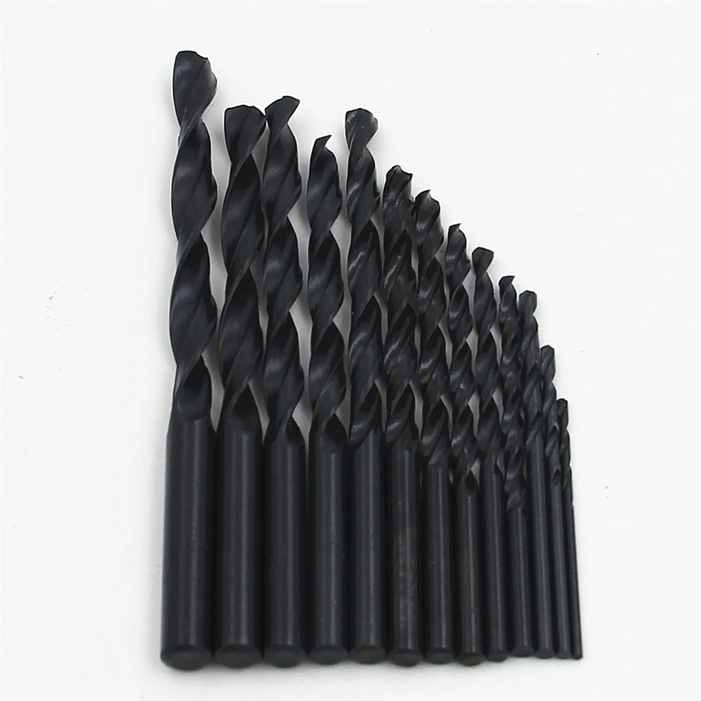 Black HSS 13Pcs/Set  Twisted Drill Bit Set Saw Set Steel Nitride Coated  1.5mm-6.5mm  Woodworker DIY High Quality