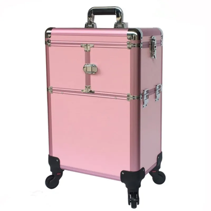 Aluminum frame Travel trolley case Bag Makeup Box Beauty Toolbox Multilayer professional Suitcase Universal Wheels Luggage Bags