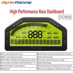 9 in 1 Rally Car Race Dash Dashboard LCD Digital Display Gauge Waterproof Car Meter Full Sensor Kit Tachometer DO908