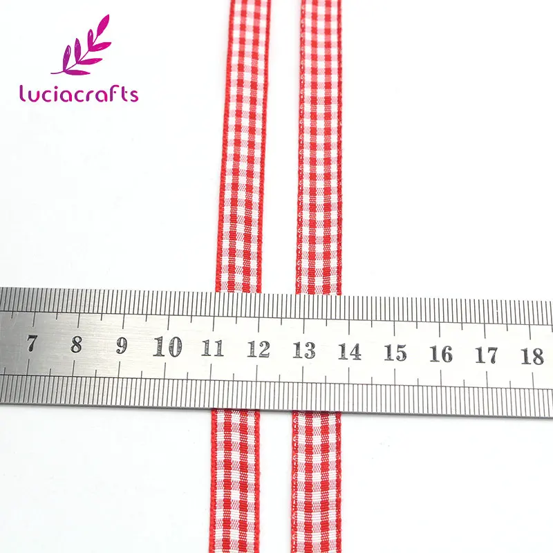 Lucia crafts 5yard Printed Grid Grosgrain Ribbon Gift Package DIY Hairbow Accessories T0102