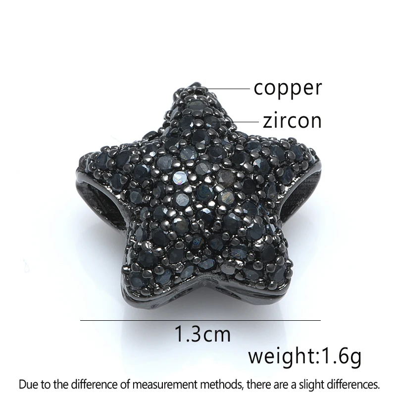 1PCS Black Heat Star Charm Beads Hollow Big Hole  Accessories For Handmade Jewelry Making DIY Woman Man Bracelet Gift