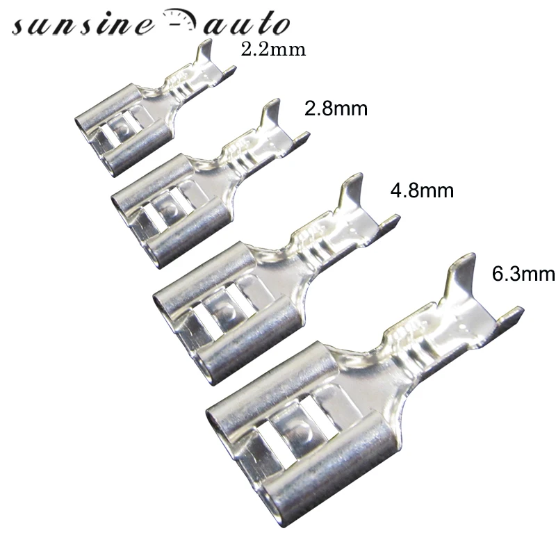 50 Uds 6,3mm 4,8mm 2,8mm 2,2mm bloque de terminales de conector de engarce de pala sin aislamiento hembra