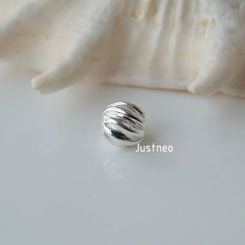 sterling silver beads,solid 925 sterling silver round corrugated spacer beads for necklace/bracelet  jewelry, 1 piece