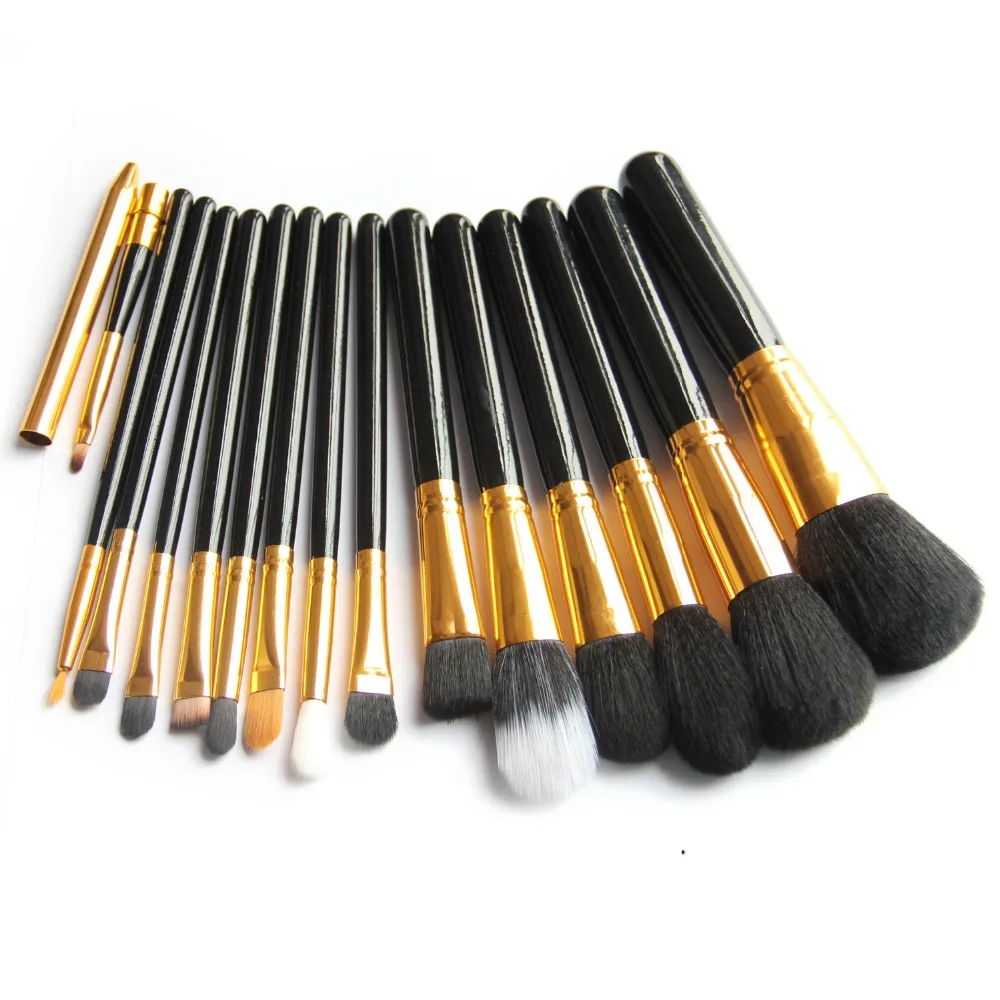 

Free Shipping Professional 15Pcs/set wood Handle Makeup Face Brush Cosmetics Tools Powder Blush Brushes contour makeup brushes