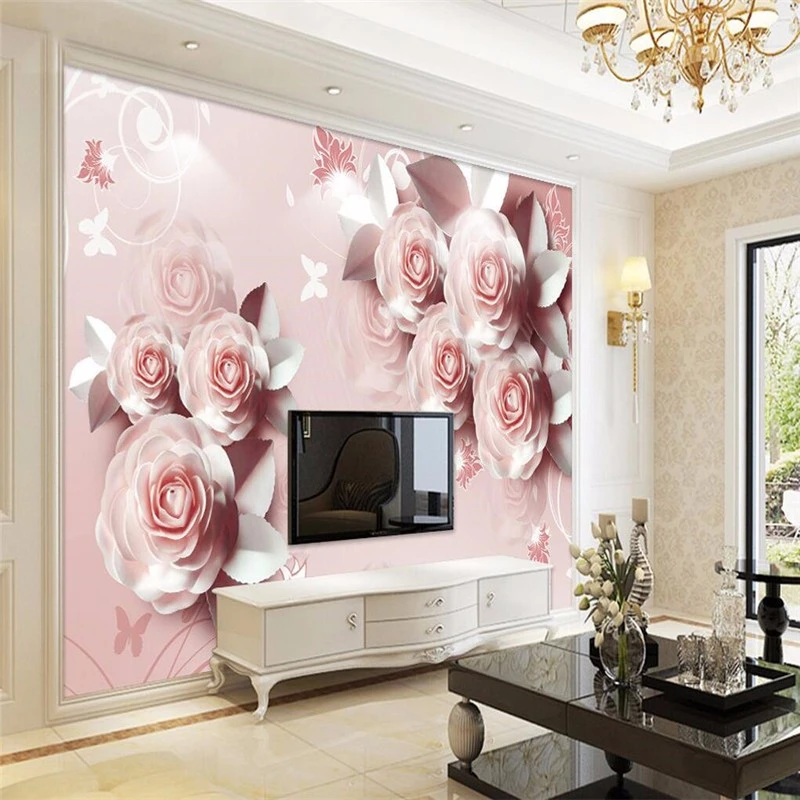 custom wallpaper-3d background large painting Line art silk roses murales de pared hotel badroom wall mural for living room