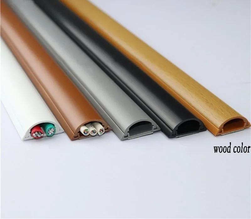 

4pcs ( 50cm/pc) Plastic Cord Duct Cover Wire Management Cable Raceway Wood color for 3 wires Free Shipping