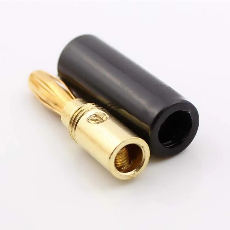 4x Gold Plated 4mm Banana Plug Connectors Adapter Speaker Wire Audio Cable NEW NEW