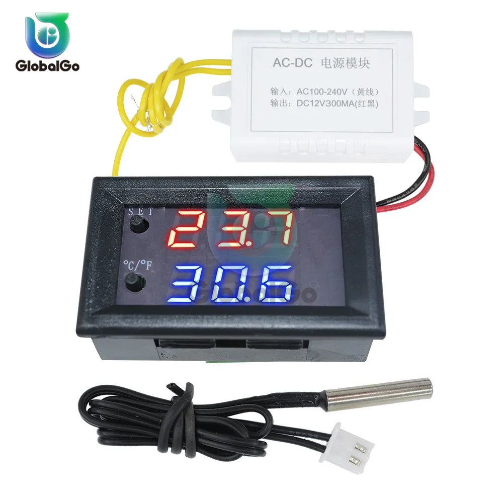 W1209WK W1219 LED Digital Temperature Control Controller Switch 30CM NTC Sensor DC 12V AC110-220V Thermostat Regulator Tool