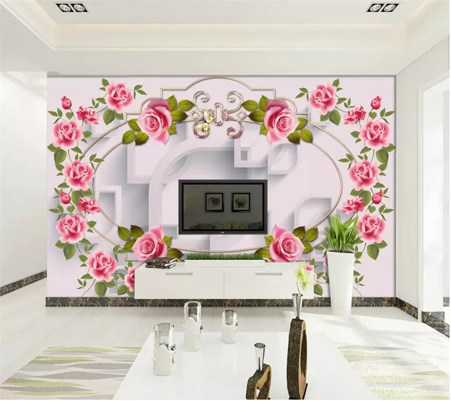 

wellyu Custom wallpaper papel de parede Rose vine 3D three-dimensional diamond TV background wallpapers for living room