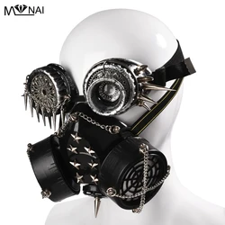 Steampunk Gothic Vintage Spikes Mask Goggles Cosplay Props Halloween Costume Rivet Masks with Glasses Accessories Men/Women
