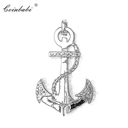 Pendant Glam Anchor Hope 925 Sterling Silver For Women Fashion Jewelry Trendy Gift Europe Key Chains Heart Fit  Necklace