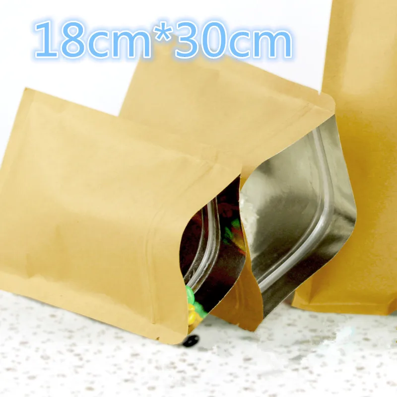 

18*30cm 250Pcs/ Lot 7.08"x11.81" Kraft Paper Mylar Ziplock Storage Packing Pouch Kraft Aluminum Foil Heat Seal Valve Packing Bag